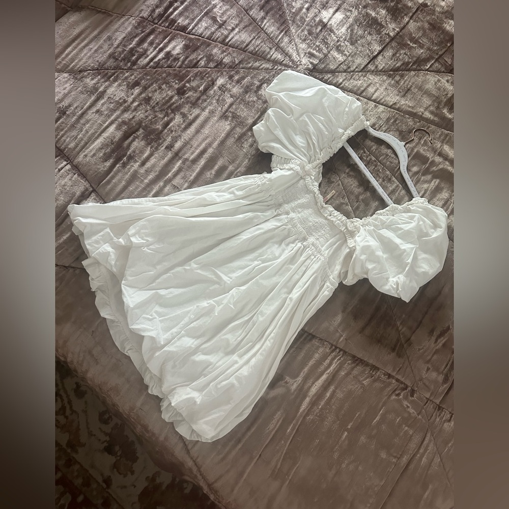Free People White Puff Sleeve Babydoll Dress - Picture 4 of 4